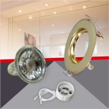 Conlight Arany fix kerek spot keret Szett 5W meleg fehér (WW) GU10 COB spottal