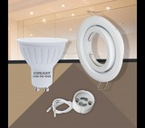 Conlight Billenthető fehér kerek keret 5W hideg fehér spot LED Szett