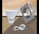 Conlight Billenthető króm négyzet keret 5W meleg fehér spot LED Szett