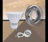 Conlight Billenthető matt króm kerek keret 5W meleg fehér spot LED Szett