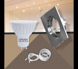 Conlight Billenthető matt króm négyzet keret 5W meleg fehér spot LED Szett