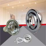 Conlight Króm billenthető kerek spot keret Szett 5W hideg fehér (CW) GU10 COB spottal