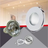 Conlight Kültéri IP44 króm fix kerek spot keret Szett 5W hideg fehér (CW) GU10 COB spottal