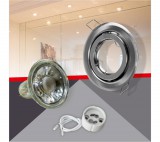 Conlight Matt króm billenthető kerek spot keret Szett 5W hideg fehér (CW) GU10 COB spottal