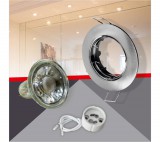 Conlight Matt króm billenthető kerek spot keret Szett 5W hideg fehér (CW) GU10 COB spottal