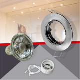 Conlight Matt króm billenthető kerek spot keret Szett 5W meleg fehér (WW) GU10 COB spottal