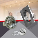 Conlight Matt króm billenthető négyzet spot keret Szett 5W meleg fehér (WW) GU10 COB spottal