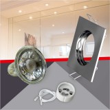 Conlight Szatén nikkel fix négyzet spot keret Szett 5W meleg fehér (WW) GU10 COB spottal