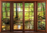 Consalnet Ablakból kilátás erdőre poszter, fotótapéta, Vlies (208 x 146 cm)