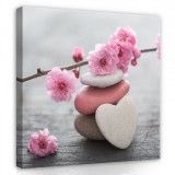 Consalnet Babarózsa zen kövekkel, vászonkép 80x80 cm méretben