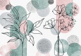 Consalnet Boho Art - Óriás levelek zöld-rózsaszín poszter, fotótapéta (208 x 146 cm)