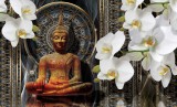 Consalnet Buddha virágokkal poszter, fotótapéta, Vlies (104 x 70,5 cm)