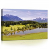 Consalnet Hegyek erdővel és tóval, vászonkép, 60x40 cm méretben