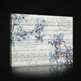 Consalnet Kék virágok deszka alapon, vászonkép, 60x40 cm méretben