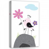 Consalnet Kis madár virágokkal, vászonkép, 40x60 cm méretben