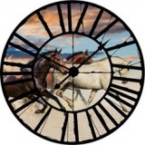 Consalnet Lóvak az óra mögött vlies poszter, fotótapéta 20305VEZ1 /208x208 cm/