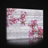 Consalnet Rózsaszín virágok deszka alapon, vászonkép, 60x40 cm méretben