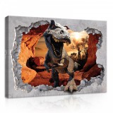 Consalnet T-rex a barlangban, vászonkép, 70x50 cm méretben