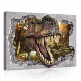 Consalnet T-rex az erdőben, vászonkép, 70x50 cm méretben