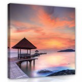 Consalnet Tengerparti móló a naplementében, vászonkép, 80x80 cm méretben