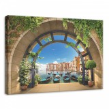 Consalnet Teraszról kilátás a Tengerre, vászonkép, 70x50 cm méretben