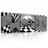 Consalnet Vászonkép 3 darabos, 3D fekete-fehér, 3 db 25x25 cm méret