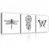 Consalnet Vászonkép 3 darabos, Állomfogó és lepke, 3 db 25x25 cm méret