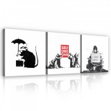 Consalnet Vászonkép 3 darabos, Banksy vállogatás, 3 db 25x25 cm méret
