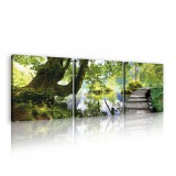 Consalnet Vászonkép 3 darabos, Erdő folyóval, 3 db 25x25 cm méret