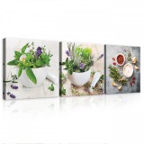 Consalnet Vászonkép 3 darabos, Fűszerek és gyógynövények, 3 db 25x25 cm méret