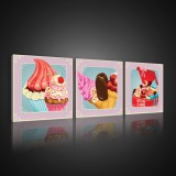 Consalnet Vászonkép 3 darabos, Jégkrémek és sütik, 3 db 25x25 cm méret