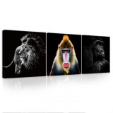 Consalnet Vászonkép 3 darabos, Majmok és oroszlán, 3 db 25x25 cm méret