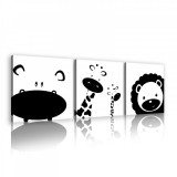 Consalnet Vászonkép 3 darabos, Rajzolt állatok, 3 db 25x25 cm méret