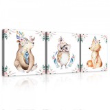 Consalnet Vászonkép 3 darabos, Rajzolt állatok, 3 db 25x25 cm méret