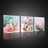 Consalnet Vászonkép 3 darabos, Rózsák és szív, 3 db 25x25 cm méret