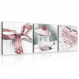 Consalnet Vászonkép 3 darabos, Rózsaszín tárgyak, 3 db 25x25 cm méret