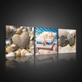 Consalnet Vászonkép 3 darabos, Tengeri kövek és kagylók, 3 db 25x25 cm méret