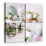 Consalnet Vászonkép 4 darabos, Kalitkák és virágok 50x50 cm méretben