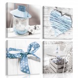 Consalnet Vászonkép 4 darabos, Kék tárgyak 50x50 cm méretben