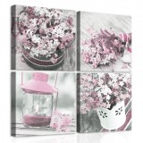 Consalnet Vászonkép 4 darabos, Lámpás és virágok 50x50 cm méretben