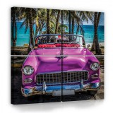 Consalnet Vászonkép 4 darabos, Lila autó 50x50 cm méretben