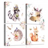Consalnet Vászonkép 4 darabos, Rajzolt állatok 50x50 cm méretben