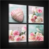 Consalnet Vászonkép 4 darabos, Rózsák és szív 32x32cm méretben