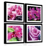 Consalnet Vászonkép 4 darabos, Rózsaszín virágok 50x50 cm méretben