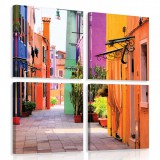 Consalnet Vászonkép 4 darabos, Színes házak 50x50 cm méretben