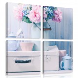 Consalnet Vászonkép 4 darabos, Virágok vázában 50x50 cm méretben