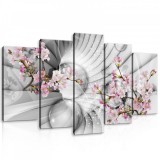 Consalnet Vászonkép 5 darabos, 3D algút almafa virággal 100x60 cm méretben