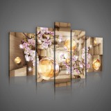 Consalnet Vászonkép, 5 darabos, Alagút gömbökkel és virágokkal 170x100 cm méretben