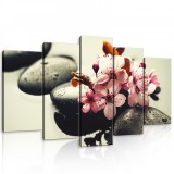 Consalnet Vászonkép 5 darabos, Almafa virág kövek között 100x60 cm méretben