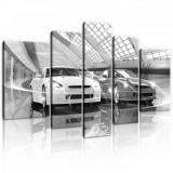 Consalnet Vászonkép, 5 darabos, Autók fekete-fehér 170x100 cm méretben
